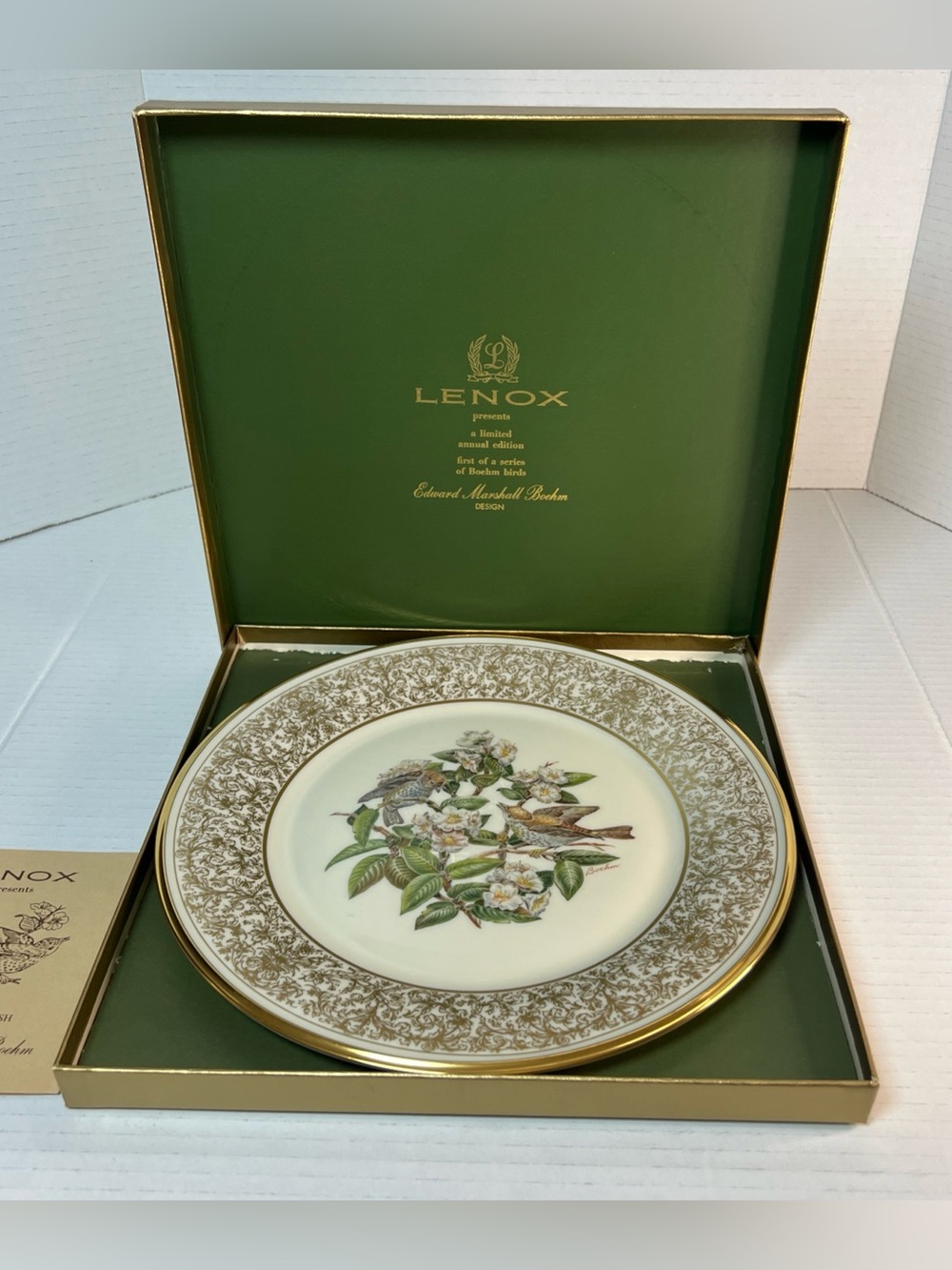 1970 Lenox Boehm Birds Plate The Wood Thrush 1st Edition Vintage Box Paperwork